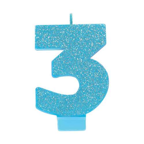 Sparkly Blue Candle - No 3 - Click Image to Close